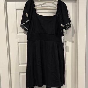 Old navy Black Dress with Embroidered Sleeves